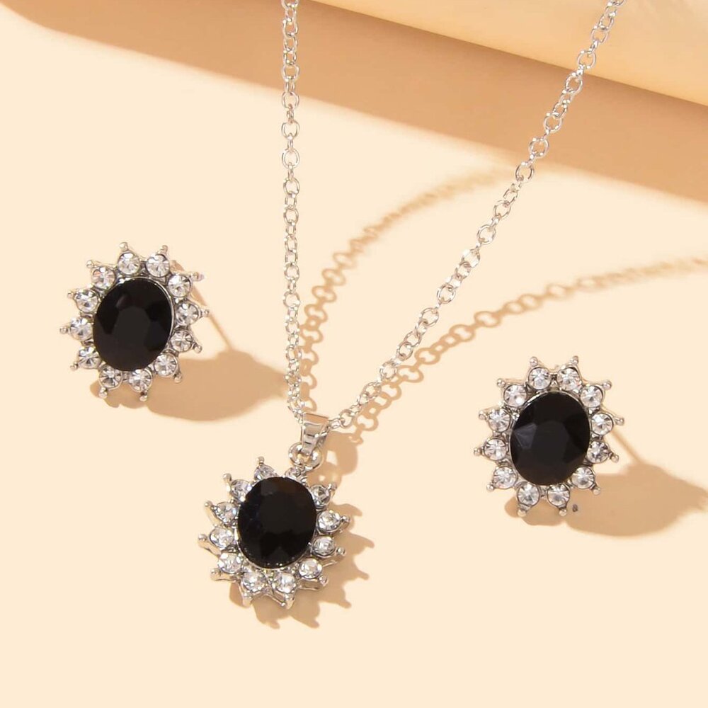 Rhinestone Decor Jewelry Set (3 Pieces Together)